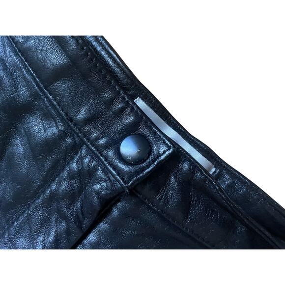 Vintage 90s Lord & Taylor Lamb Nappa Leather Black Tapered Leg Pants - Picture 4 of 5